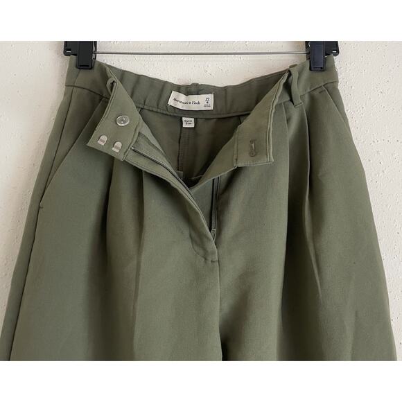 Abercrombie & Fitch Sloan Tailored Wide Leg Pants Trousers Olive Curve Love 27/4 - Picture 3 of 13